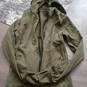 RARE QEEP UP RECYCLED MADE IN USA HOODIE JACKET OLIVE POCKETS L